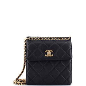 Chanel Small Top Chain CC Square Crossbody Bag Quilted Caviar